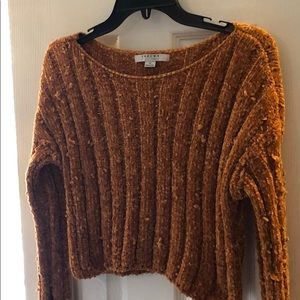 Golden distressed cropped sweater
